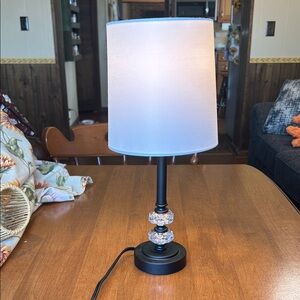 Crystal Accent Mini Table Lamp with White Shade